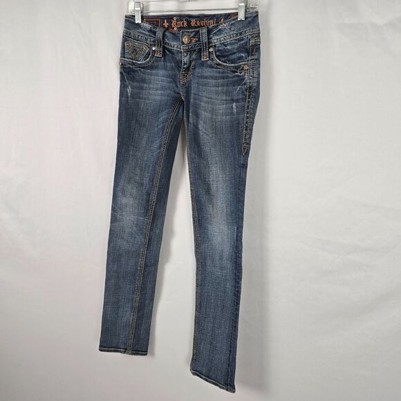 Rock Revival Jeans Women's 25 Blue Medium Wash Debbie Straight Leg - Picture 16 of 16
